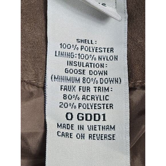 LL Bean Coat Womens Medium Khaki Jacket Goose Down Full Zip Quilted - Picture 4 of 9